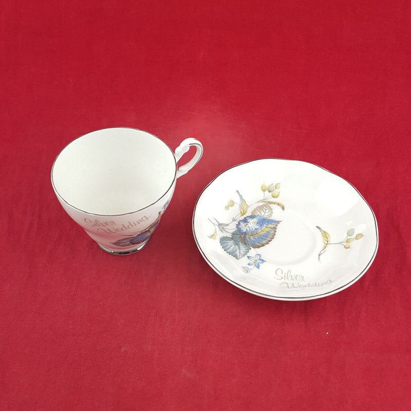 Argyle Bone China Silver Wedding / Mum - Set Of Cup & Saucer - OP 3456