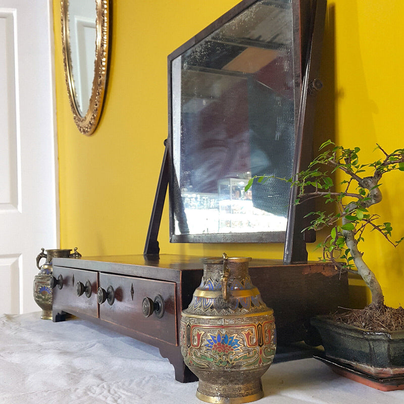 19th Century Crossbanded Mahogany Swing Dressing Mirror (With Two Drawers) - F99