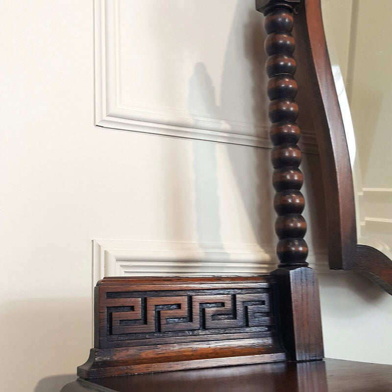 1940s Oak Dressing Table With Bobbin Turned & Key Pattern Decoration - F159