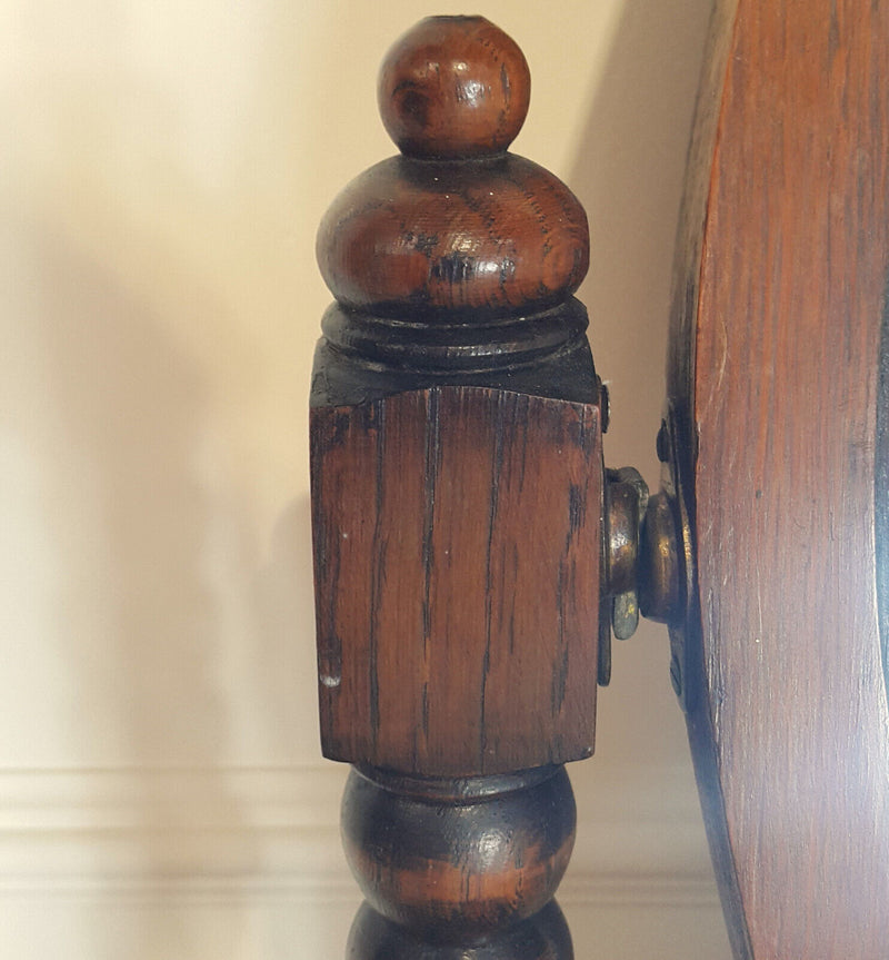 1940s Oak Dressing Table With Bobbin Turned & Key Pattern Decoration - F159