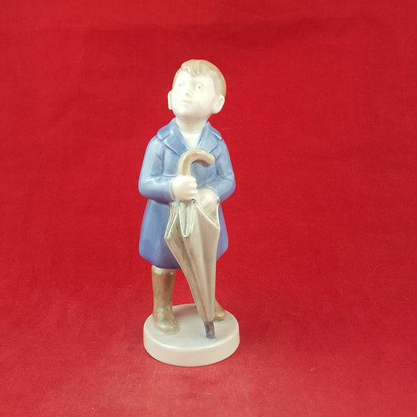 Royal Copenhagen Monthly Figurine 4526 Boy with Umbrella April - 7537 RCH