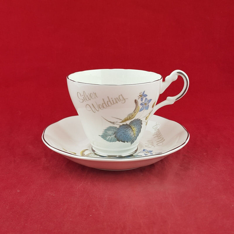 Argyle Bone China Silver Wedding / Mum - Set Of Cup & Saucer - 8838 OA