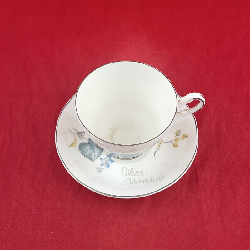 Argyle Bone China Silver Wedding / Mum - Set Of Cup & Saucer - 8838 OA