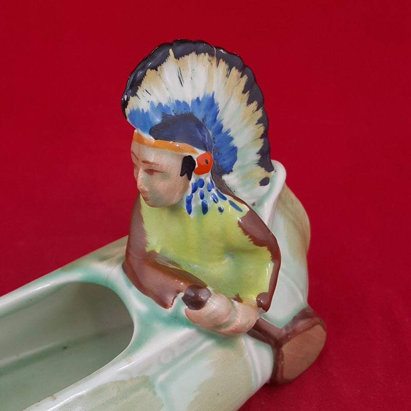 Burleigh Ware Indian Canoe Dark Blue Headdress (Hairline Crack) - 6233 OA