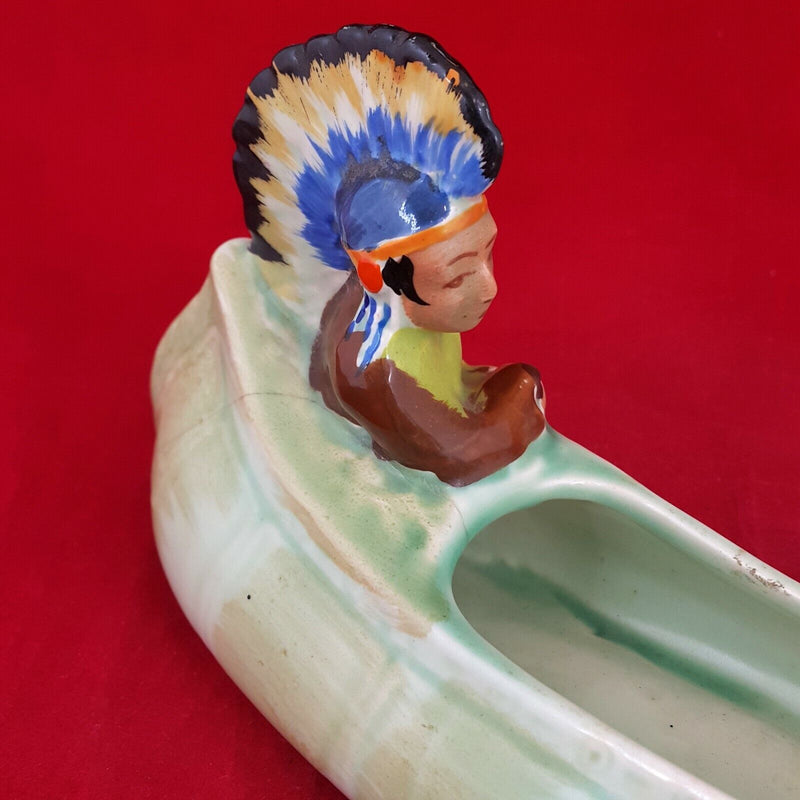 Burleigh Ware Indian Canoe Dark Blue Headdress (Hairline Crack) - 6233 OA