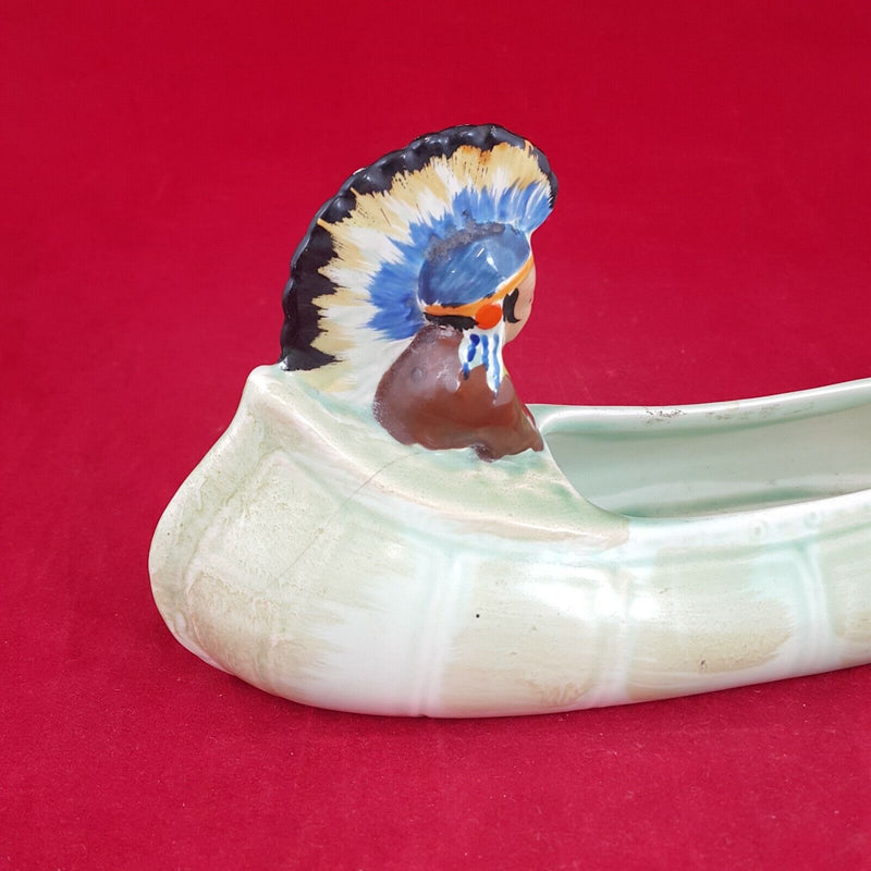 Burleigh Ware Indian Canoe Dark Blue Headdress (Hairline Crack) - 6233 OA