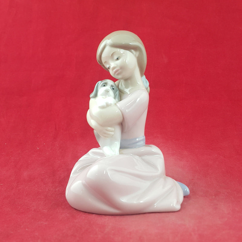 Nao By Lladro Figurine - My Puppy Love 1451 | Girl Holding Puppy - L/N 3505