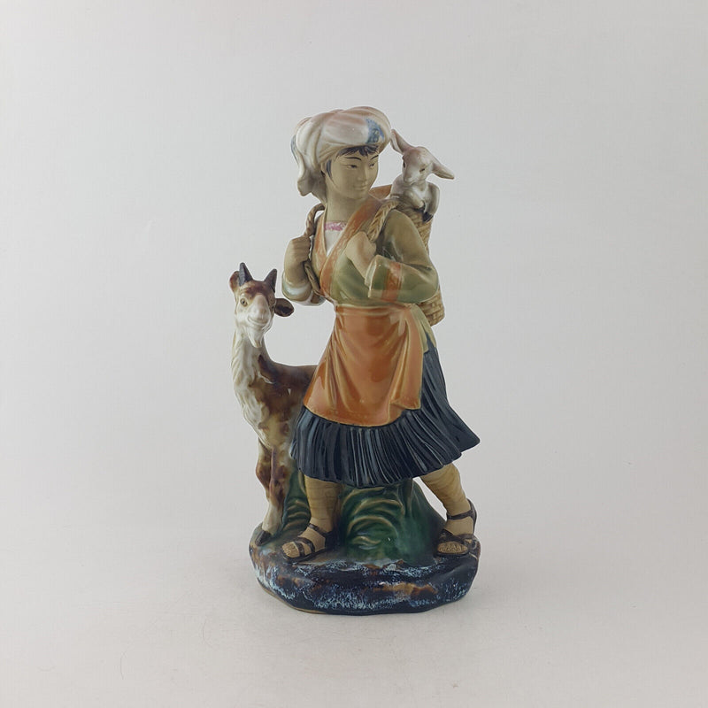 Asian Lady With Goats Figurine - OP 3545