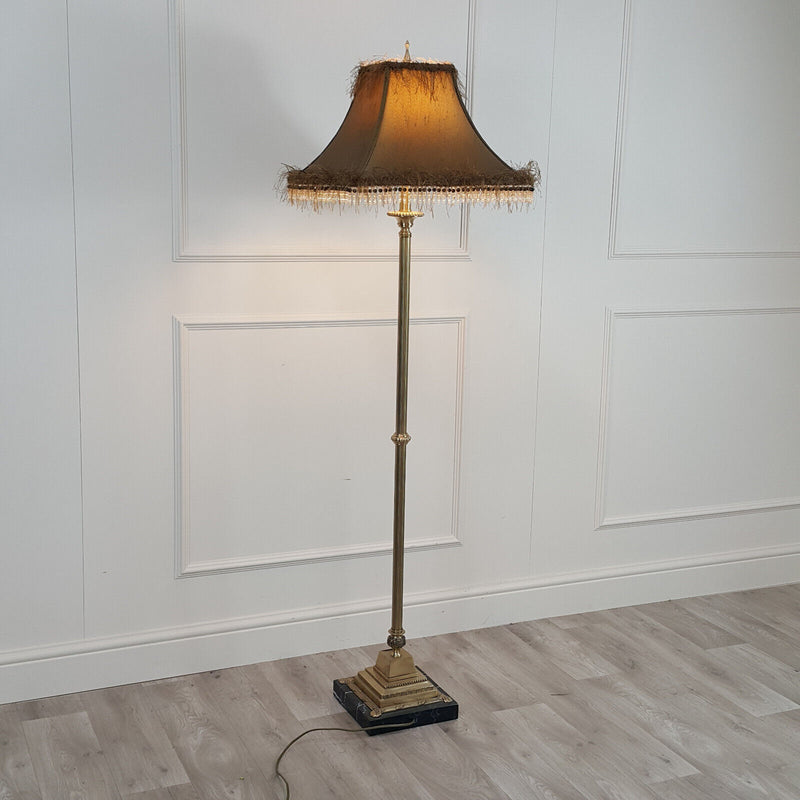 Antique Victorian Brass & Marble Tall Floor Lamp - F333