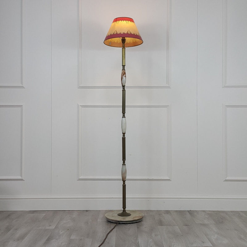 Vintage Brass & Marble Tall Floor Lamp - F332