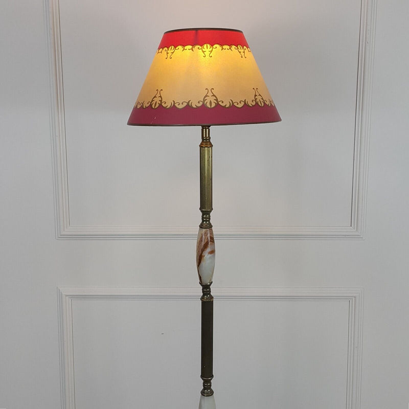 Vintage Brass & Marble Tall Floor Lamp - F332