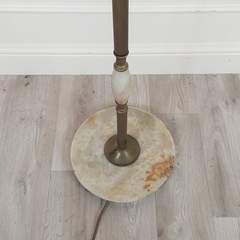 Vintage Brass & Marble Tall Floor Lamp - F332