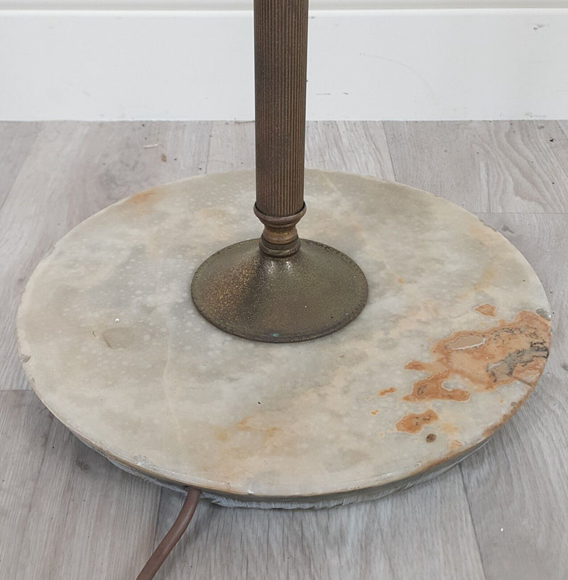 Vintage Brass & Marble Tall Floor Lamp - F332