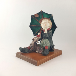 Capodimonte Giuseppe Armani - Boy Holding Umbrella Sitting With A Dog - OA 3543