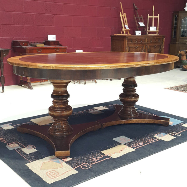 Oval Twin Pedestal Dining Table In Walnut Finish - F67