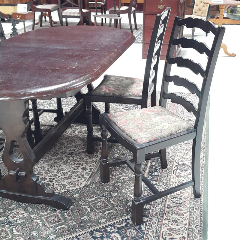 Oval Refectory Extending Table & Four Rail-Back Chairs - F75