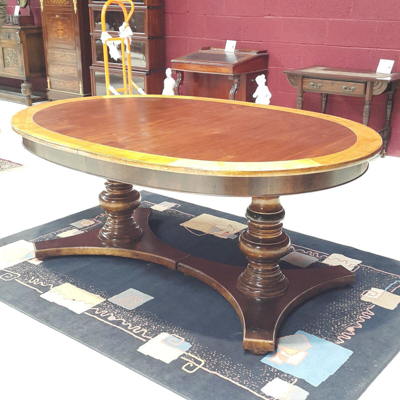 Oval Twin Pedestal Dining Table In Walnut Finish - F67