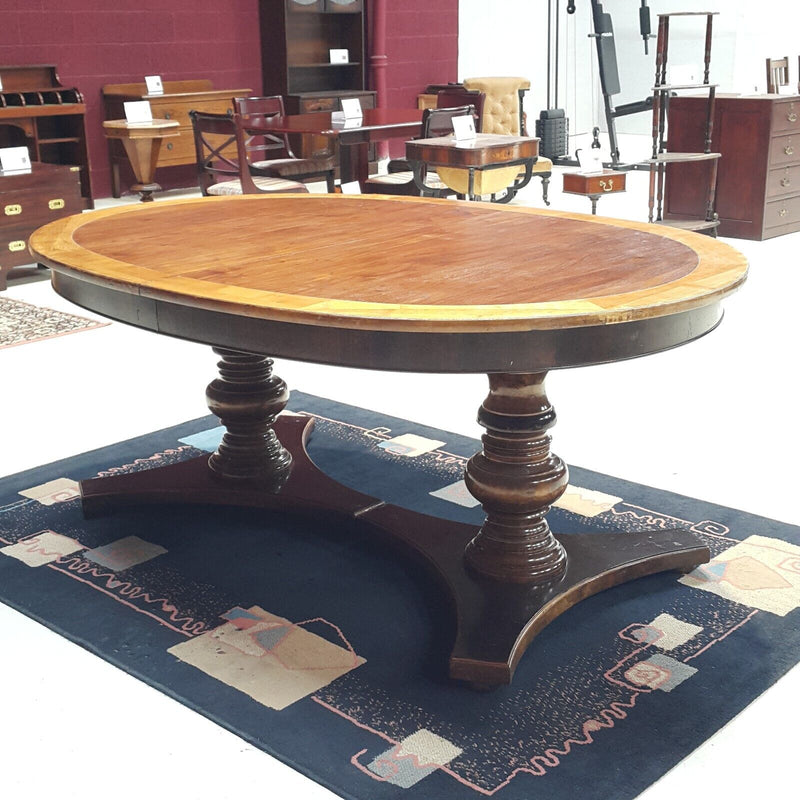 Oval Twin Pedestal Dining Table In Walnut Finish - F67