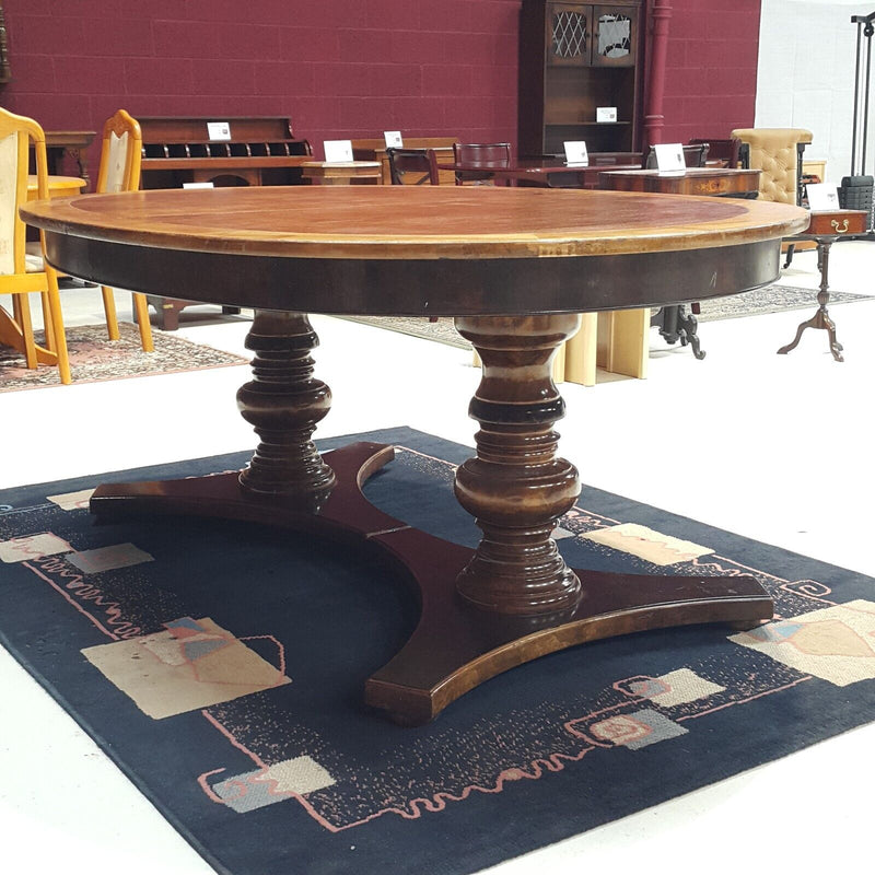 Oval Twin Pedestal Dining Table In Walnut Finish - F67