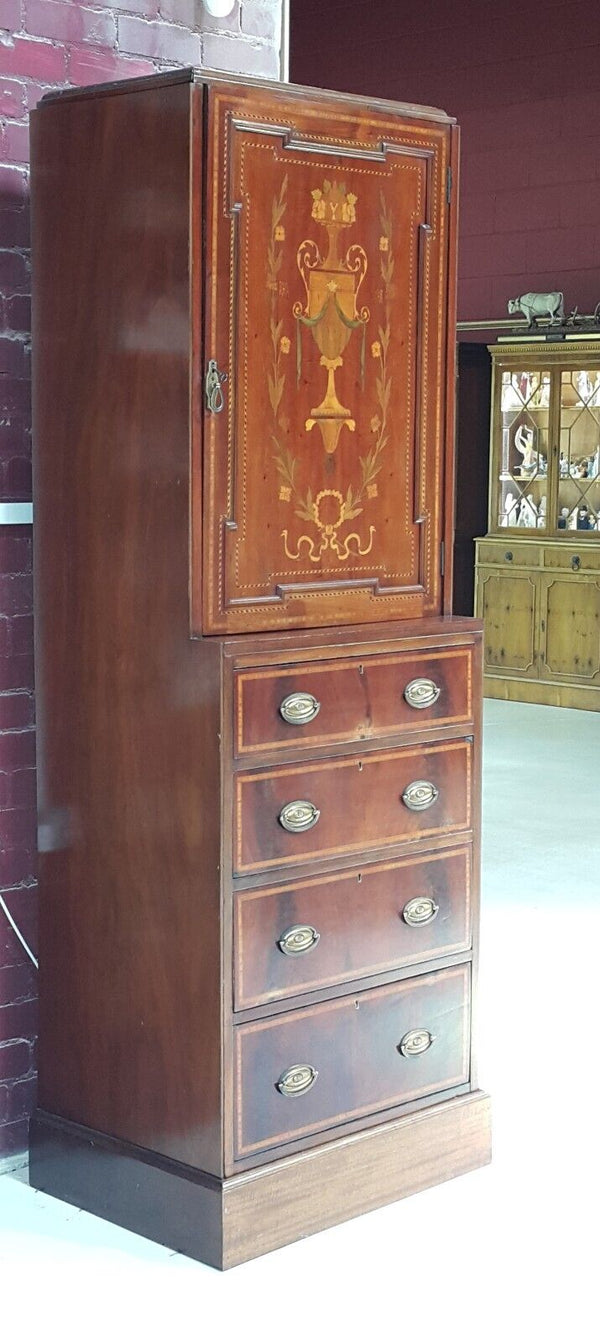 Antique French Marquetry Tall Cabinet / Chest Of Drawers - F85