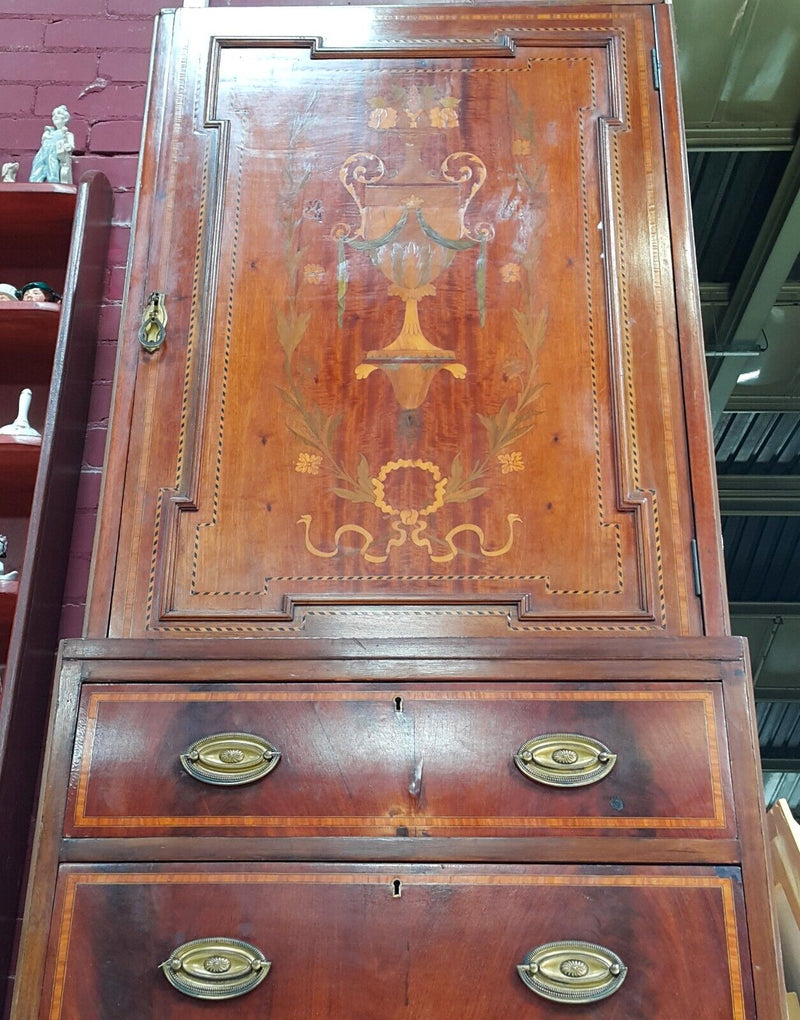 Antique French Marquetry Tall Cabinet / Chest Of Drawers - F85