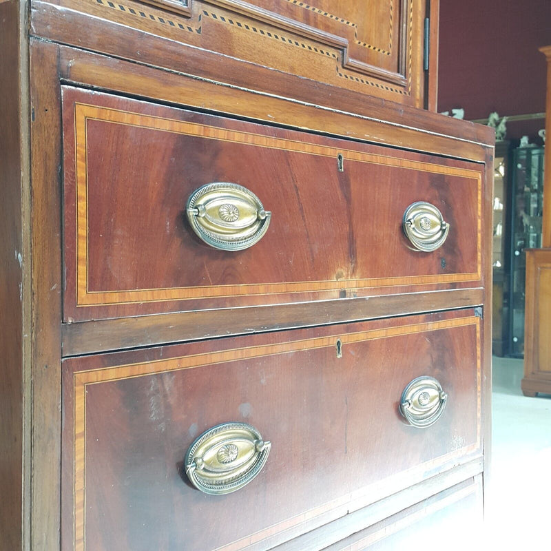 Antique French Marquetry Tall Cabinet / Chest Of Drawers - F85