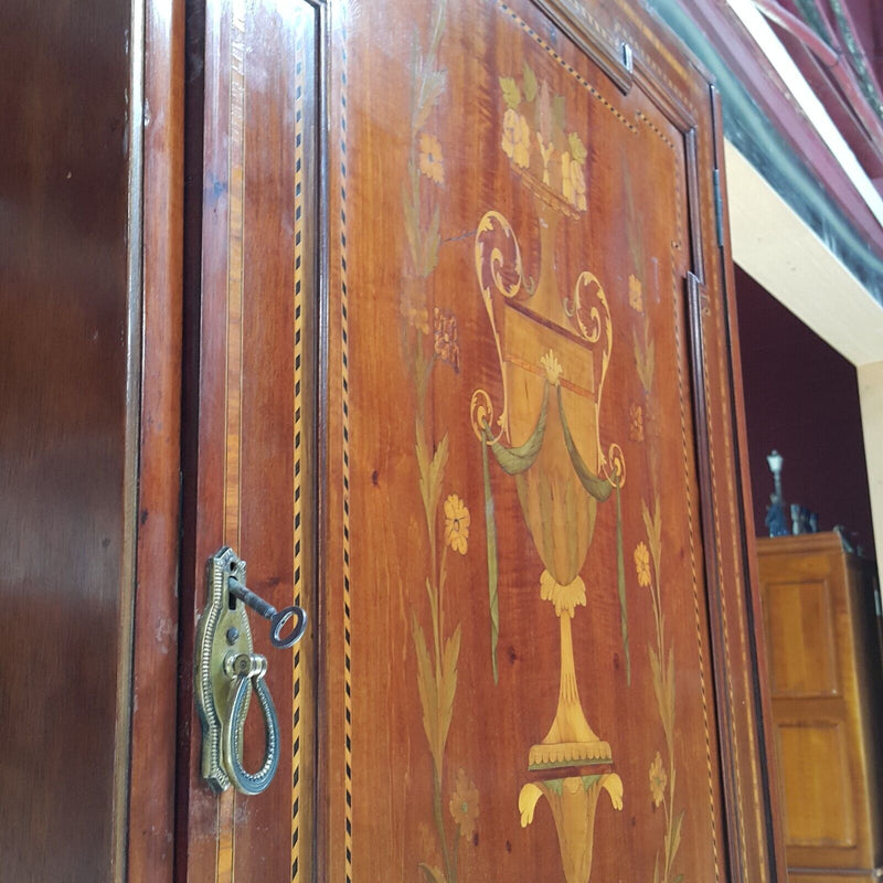 Antique French Marquetry Tall Cabinet / Chest Of Drawers - F85