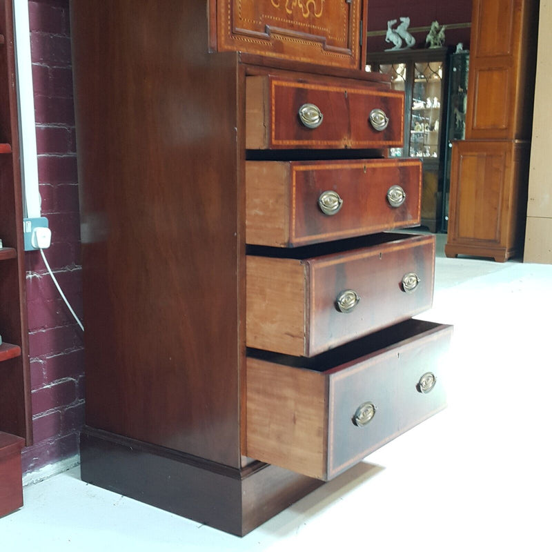 Antique French Marquetry Tall Cabinet / Chest Of Drawers - F85