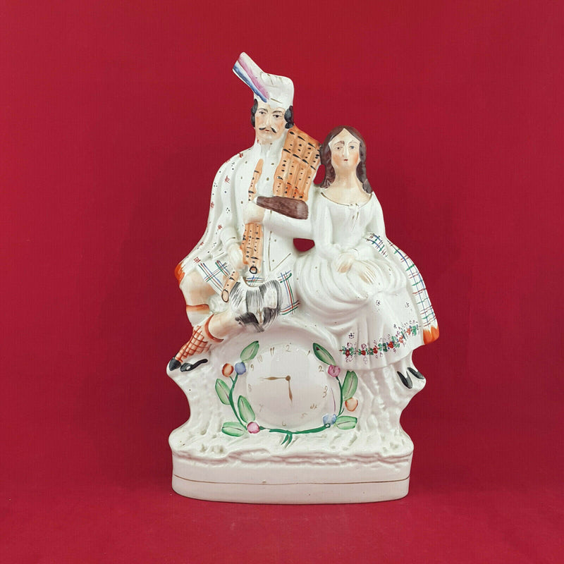 Staffordshire Scottish Couple Clock Flat-Back Figure - STR 896