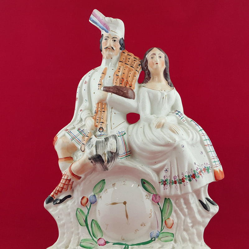 Staffordshire Scottish Couple Clock Flat-Back Figure - STR 896