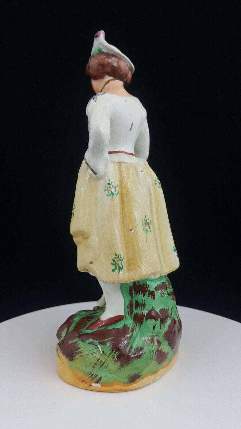 Staffordshire Figurine Lady With Dog - Restored/Broken