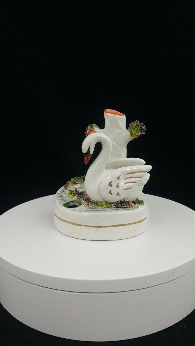 Staffordshire Spill Vase Swan Next To Tree