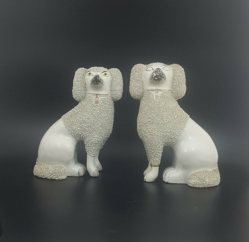 Staffordshire Figurines Pair Of Large Spaniel Dogs - Restored