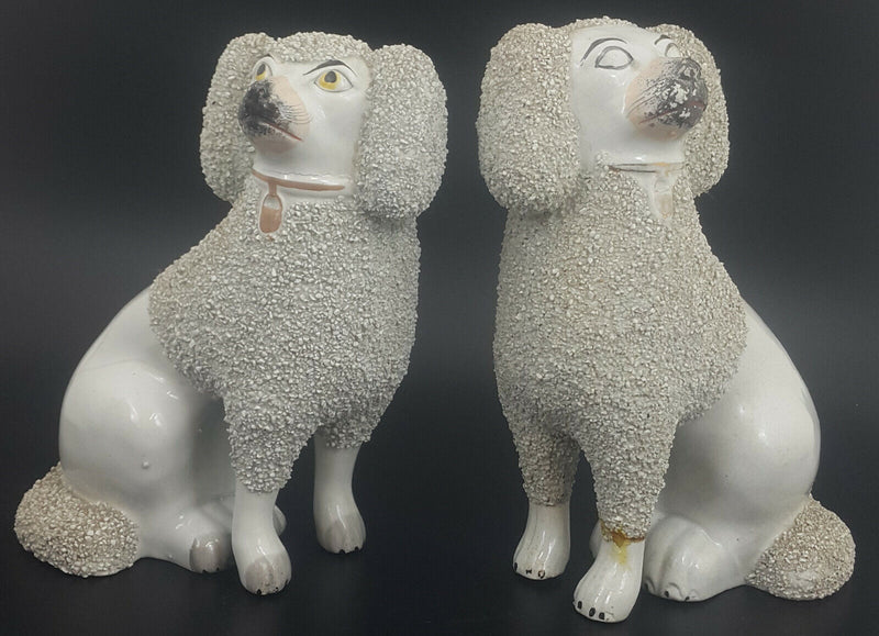 Staffordshire Figurines Pair Of Large Spaniel Dogs - Restored