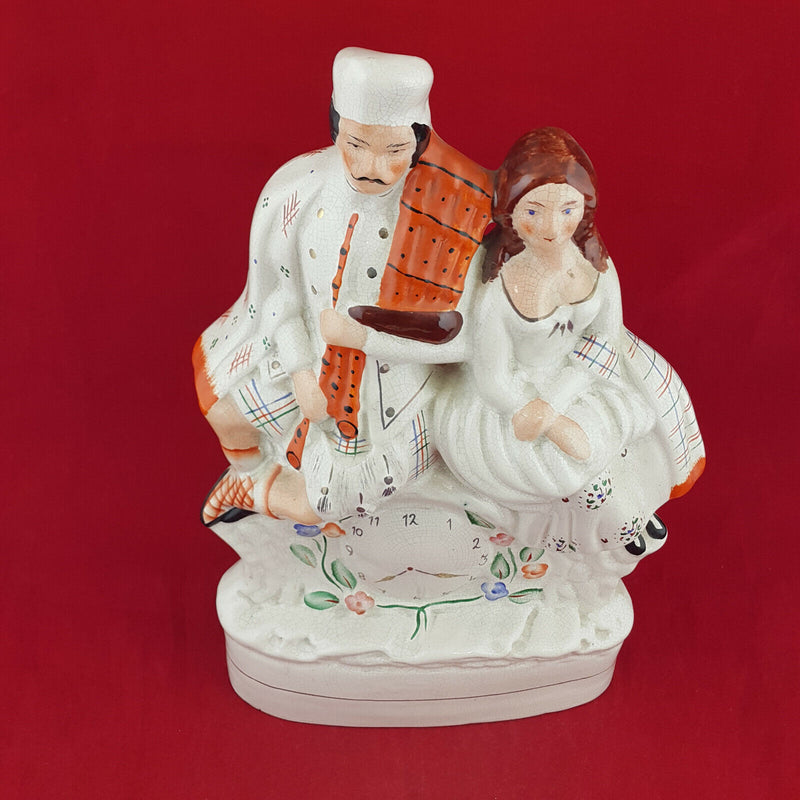 Staffordshire Scottish Wedding Couple Clock Flat-Back Figure - STR 897