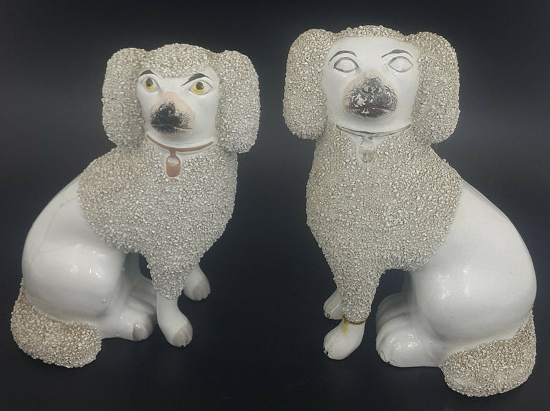 Staffordshire Figurines Pair Of Large Spaniel Dogs - Restored