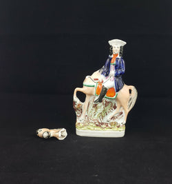 Staffordshire Figurine Man On Horse - Restored