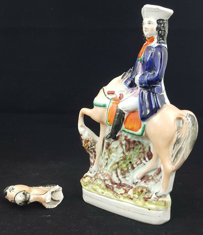 Staffordshire Figurine Man On Horse - Restored