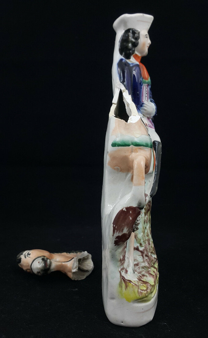 Staffordshire Figurine Man On Horse - Restored