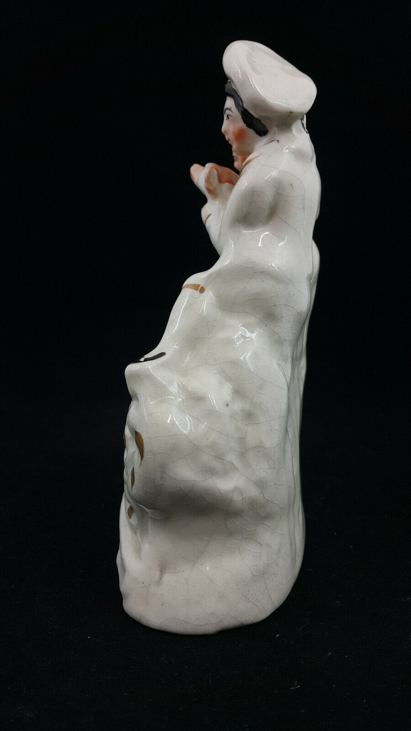 Staffordshire Flatback Figurine Loving Couple & Dog