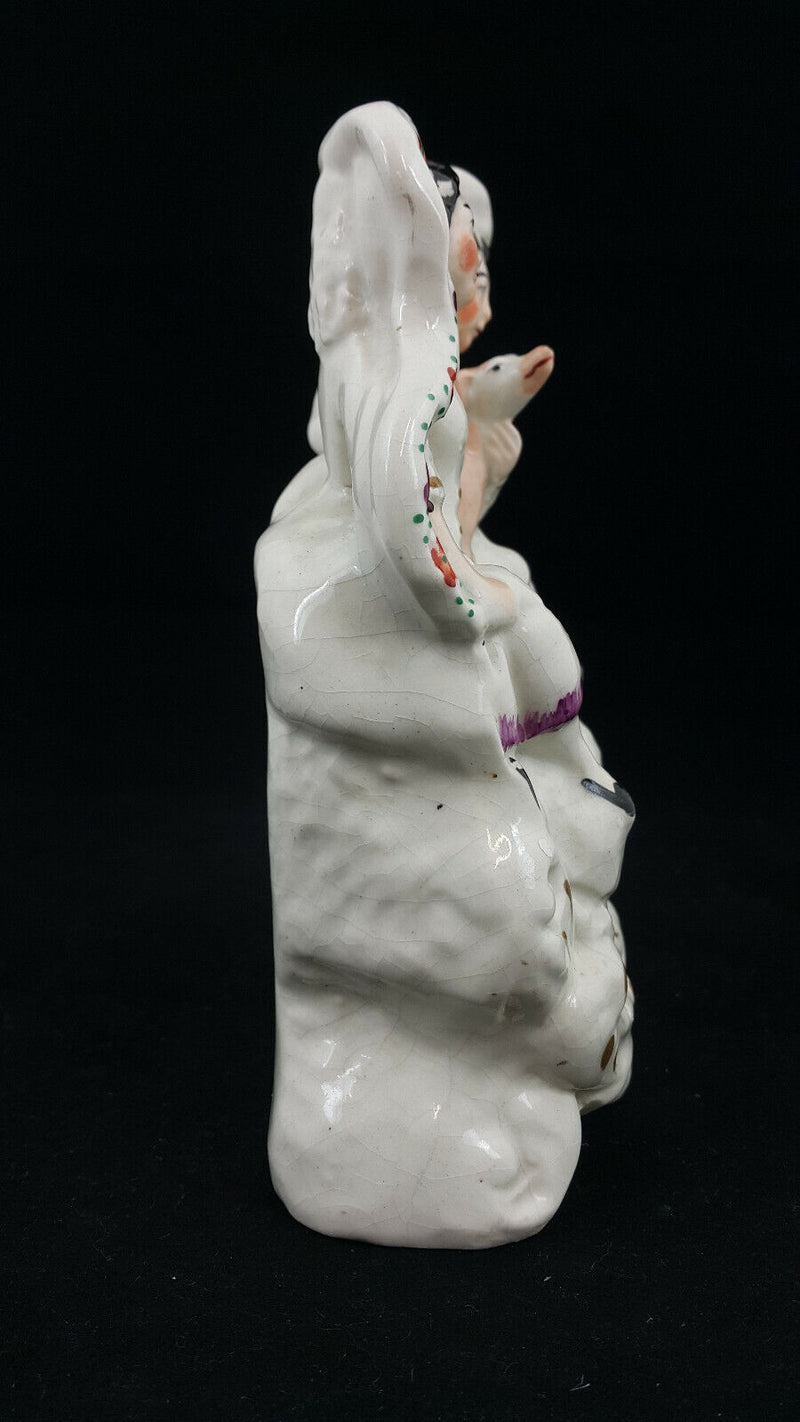 Staffordshire Flatback Figurine Loving Couple & Dog