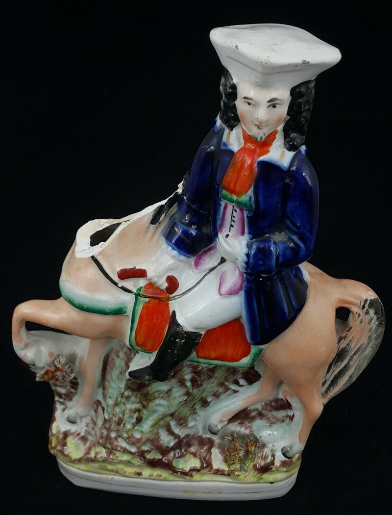 Staffordshire Figurine Man On Horse - Restored