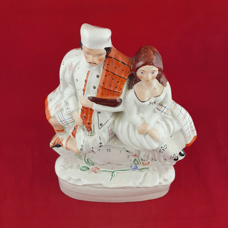 Staffordshire Scottish Wedding Couple Clock Flat-Back Figure - STR 897