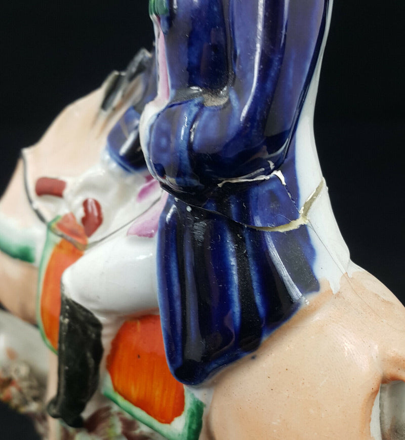 Staffordshire Figurine Man On Horse - Restored