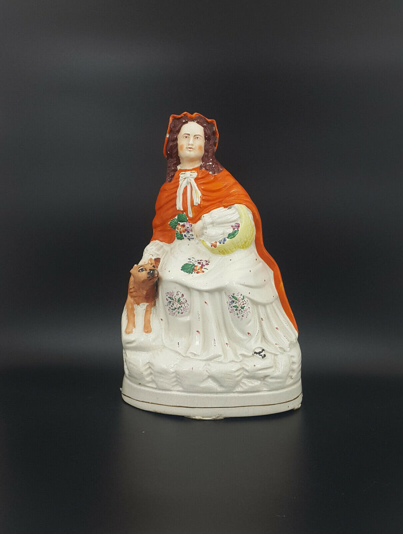 Staffordshire Figurine Red Riding Hood With Wolf - Damaged