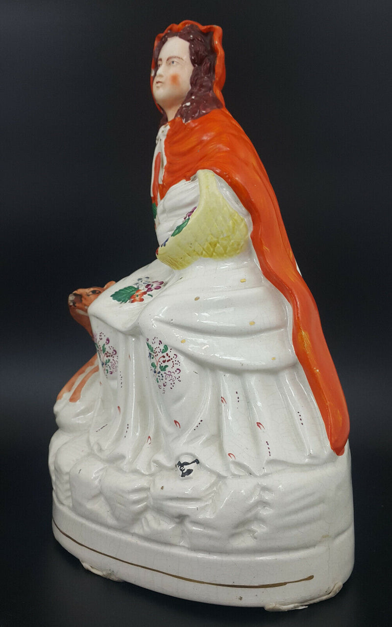 Staffordshire Figurine Red Riding Hood With Wolf - Damaged