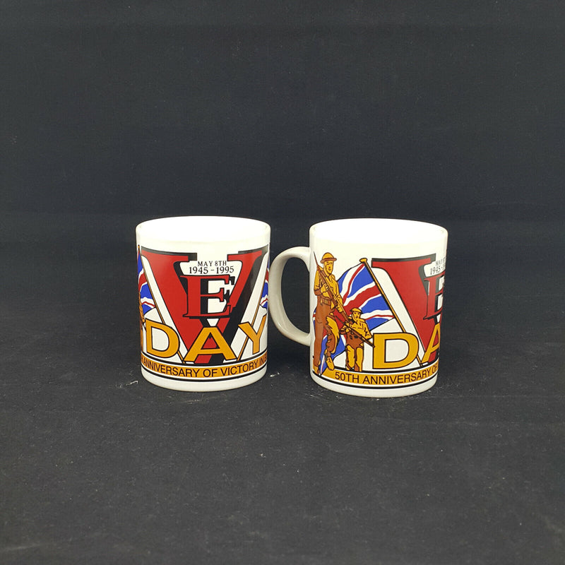 Staffordshire Kilncraft Victory in Europe Commemorative Mug 1945-1995 -Pair of 2