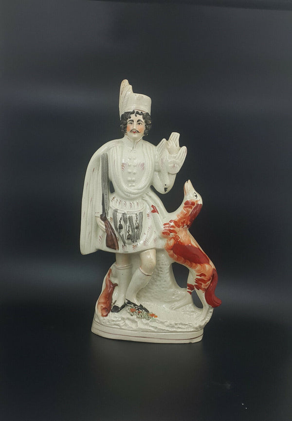 Staffordshire Figurine Man Hunting With Dog - Damaged