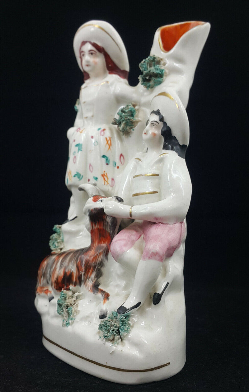 Staffordshire Figurine Couple With Dog