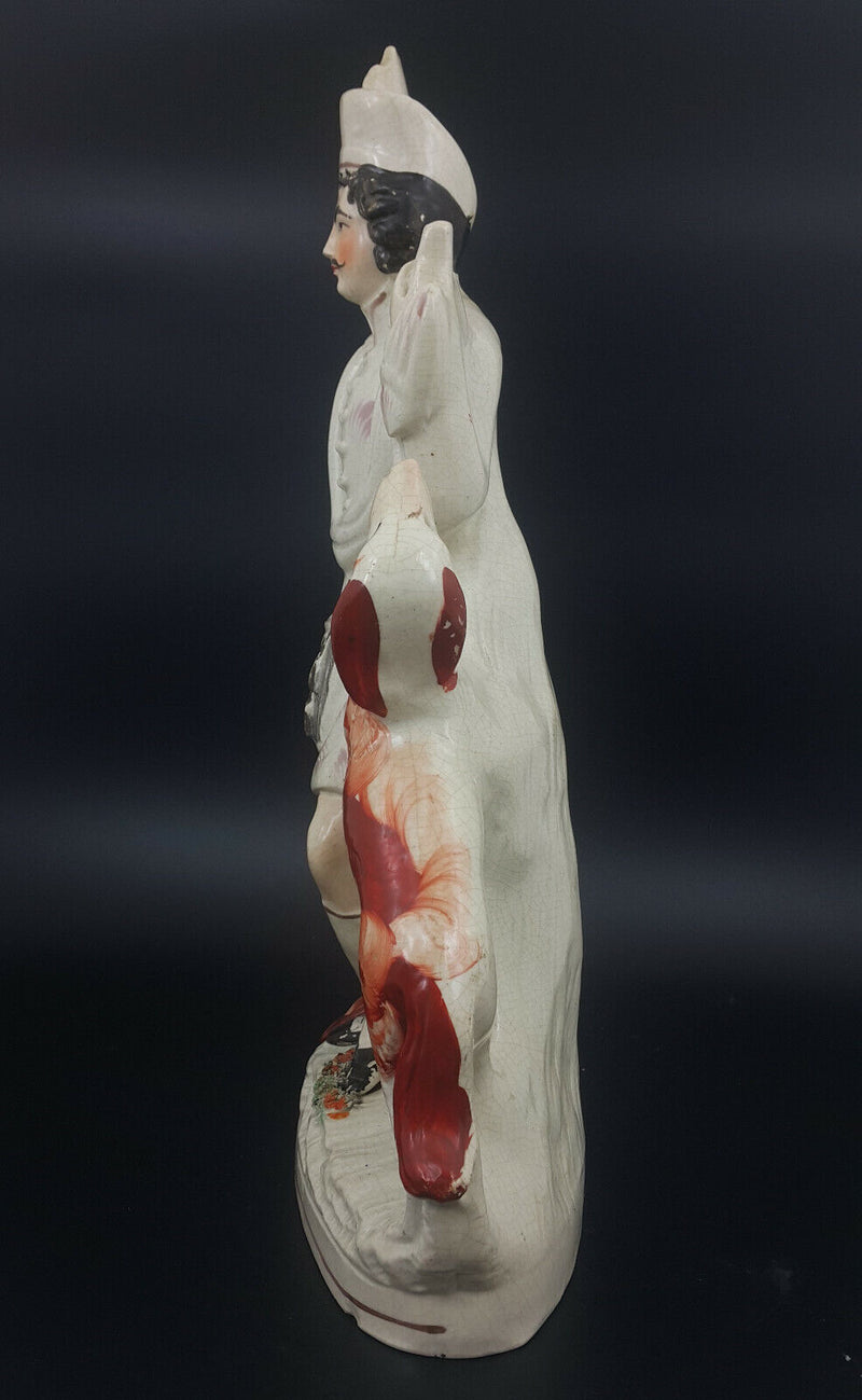 Staffordshire Figurine Man Hunting With Dog - Damaged